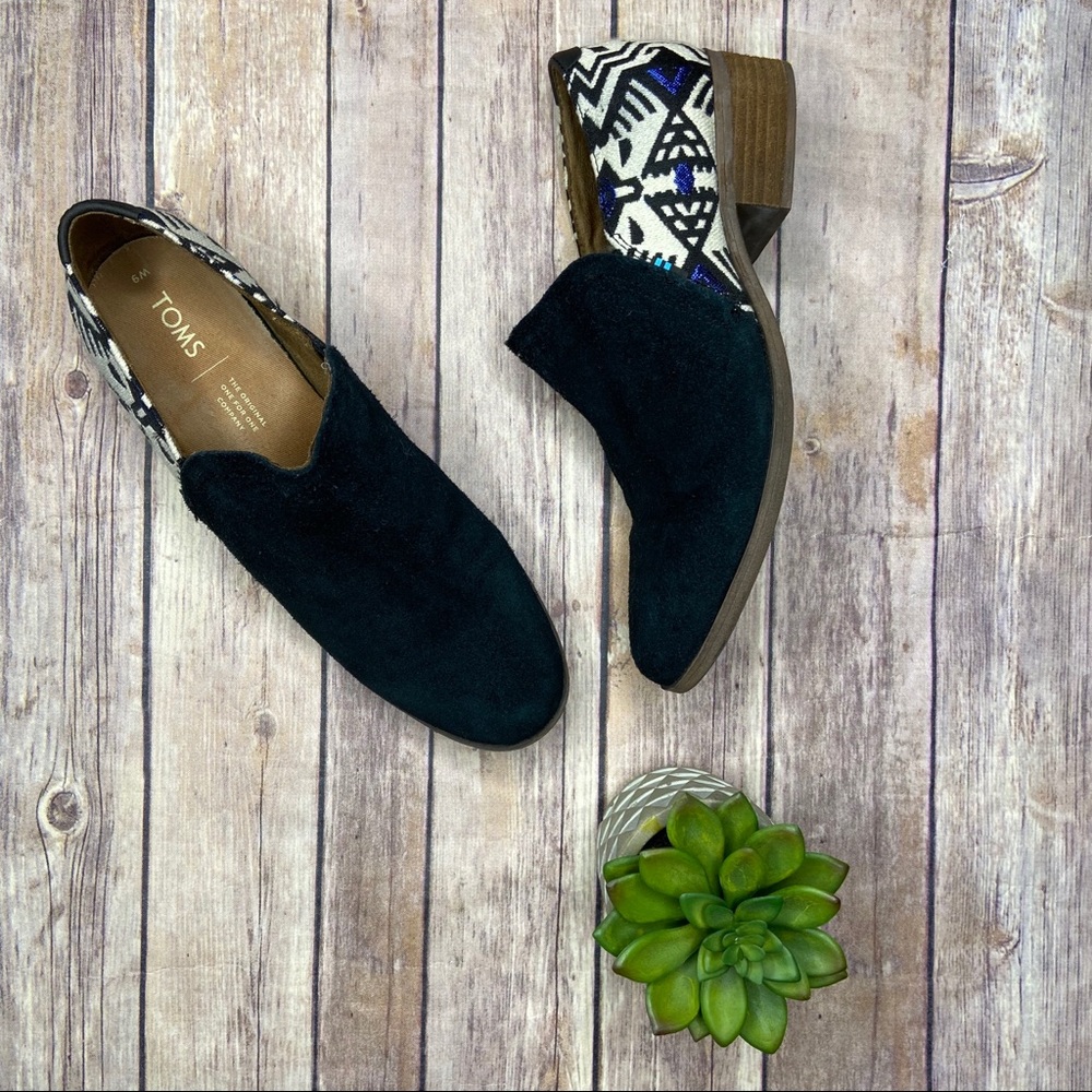 Toms Shaye Black Suede Booties 9